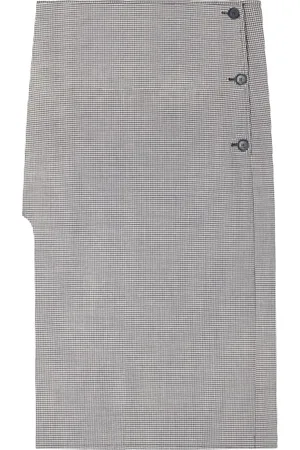 Courrèges Nederdel, Dame, Sort, XS, Uld, Oblique Midi Nederdel
