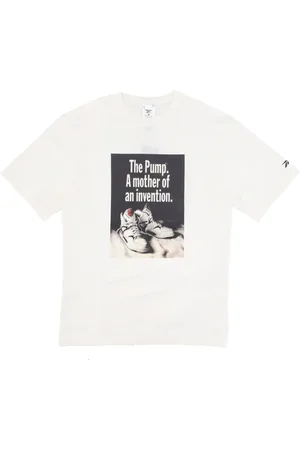 Reebok Top, Herre, Hvid, L, Bomuld, Grafisk Pumpe T-shirt Kortærmet Bomuld
