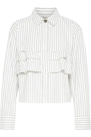 Karen by Simonsen Bluser & Skjorter, Dame, Hvid, M, Uld, Hvid Rynket Skjortebluse