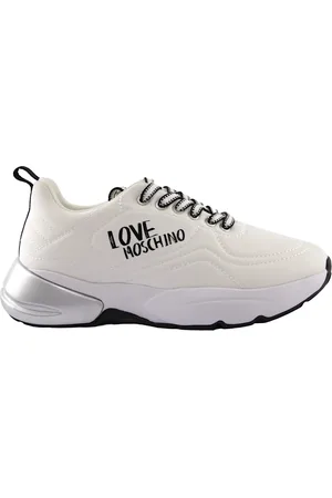 Moschino Sko, Dame, Hvid, 40 EU, Hvide Stof Sneakers