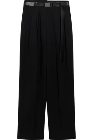 Max Mara Bukser, Dame, Sort, M, Uld, Uldne Bukser med Brede Ben