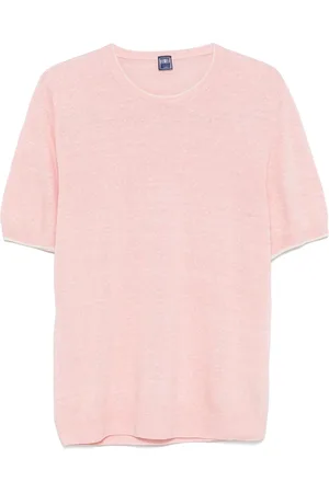 FEDELI Top, Herre, Lyserød, XL, Bomuld, Linen Cotton Knit T-Shirt