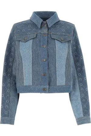 Marine Serre Jakke, Dame, Blå, M, Denim, Regenereret Denimjakke