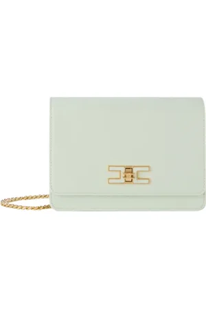 Elisabetta Franchi Taske, Dame, Grøn, ONE SIZE, Uld, Grøn skuldertaske med gyldne detaljer