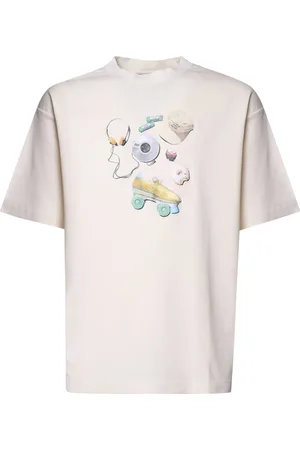 Drôle de Monsieur Top, Herre, Hvid, L, Bomuld, Hvid T-shirt med Maxi Print