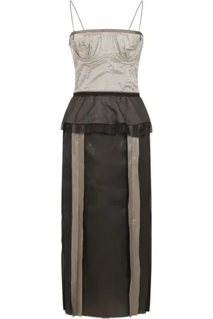 Maison Margiela Kjole, Dame, Brun, XS, Satin, Silke Midi Kjole