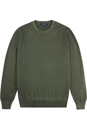 FAY Strik, Herre, Grøn, 2XL, Uld, Rundhalset strik