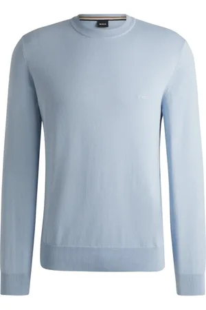 HUGO BOSS Strik, Herre, Blå, S, Uld, Stilfuld Punto Sweater