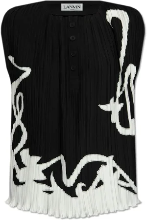 Lanvin Top, Dame, Sort, S, Plisseret Ærmeløs Top