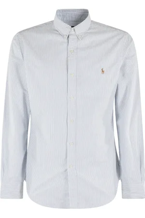 Ralph Lauren Skjorte, Herre, Hvid, XL, Bomuld, Stribet Oxford Skjorte Langærmet