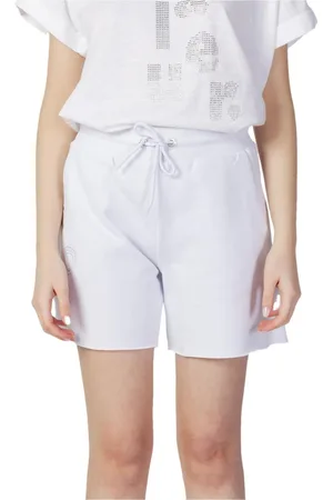 Blauer Shorts, Dame, Hvid, XL, Bomuld, Hvide shorts i bomuld med snørelukning