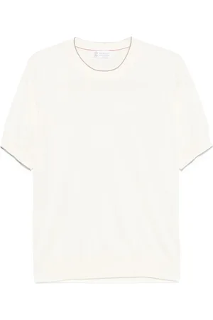 Brunello Cucinelli Top, Herre, Hvid, M, Bomuld, Hvid bomulds T-shirt