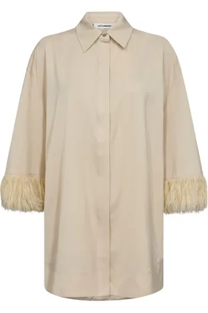 Co`Couture Bluser & Skjorter, Dame, , S, Polyester, Fjer Skjorte Bluse med Perledetaljer