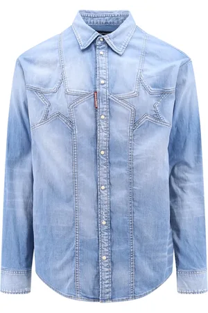 Dsquared2 Skjorte, Herre, Blå, M, Denim, Twin Stars Denim Skjorte