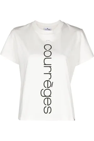 Courrèges Top, Dame, Hvid, M, Bomuld, Logo Broderet Jersey Top