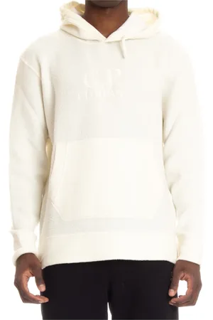 C.P. Company Sweathshirts & Hoodies, Herre, Hvid, XL, Uld, Hvid Felpa Hoodie Sweater