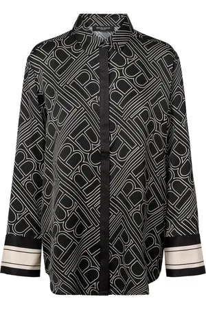 Bruuns Bazaar Bluser & Skjorter, Dame, Sort, XL, Dark Logo Print Skjorte Bluse