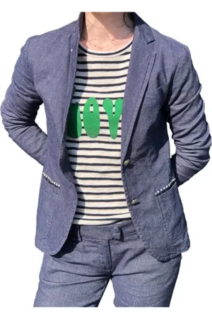 Masons Jakke, Dame, Blå, XL, Denim, Denim-effekt Blazer med Knapdetaljer