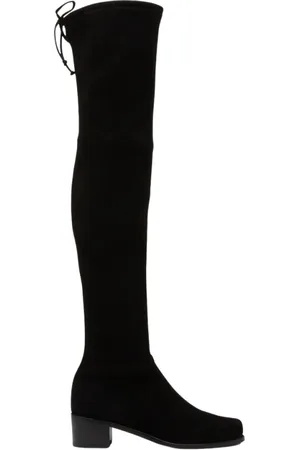 Stuart Weitzman Sko, Dame, Sort, 35 1/2 EU, Elegante Over-the-Knee Støvler med Blokhæl