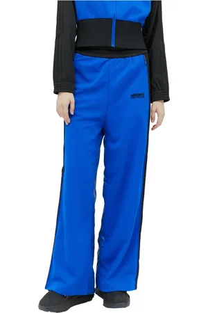 Moncler Bukser, Dame, Blå, S, Uld, Snap-and-Zip Track Pants med panelkonstruktion
