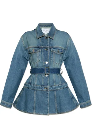 Alaïa Jakke, Dame, Blå, S, Denim, Denimjakke med bælte