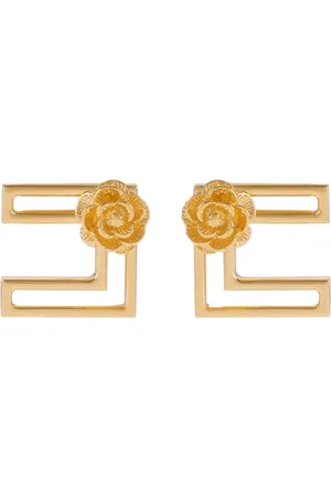 Elisabetta Franchi Tilbehør, Dame, Gul, ONE SIZE, Uld, Gyldne Rose Clip Øreringe