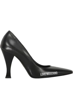 Moschino Sko, Dame, Sort, 37 EU, Læder, Firkantet Snude Læder Pumps med Buet Hæl