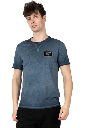 Guess Top, Herre, Blå, 2XL, Bomuld, Rundhalset T-shirt