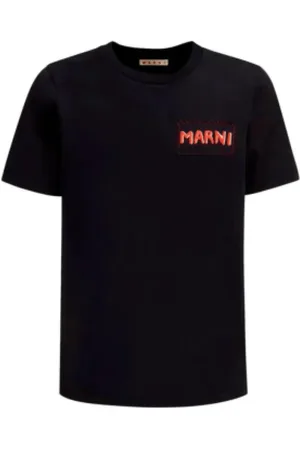Marni Top, Herre, Sort, S, Bomuld, Bomulds T-shirt med Patch