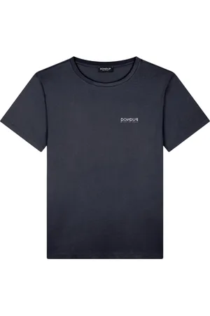 Dondup Top, Herre, Blå, S, Bomuld, Blå Bomuld T-shirt med Trykt Logo
