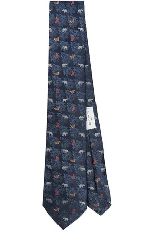 Etro Tilbehør, Herre, Blå, ONE SIZE, Navyblåt Jacquard-slips med mønster