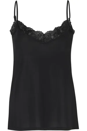 Masai Top, Dame, Sort, XL, Tyl, Basic Top med justerbare stropper og blondekant