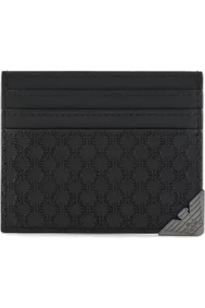 Emporio Armani Tilbehør, Herre, Sort, ONE SIZE, Læder, Sort Læder Kortholder