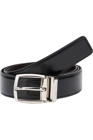 Brooks Brothers Tilbehør, unisex, Sort, ONE SIZE, Læder, Vendbart læderbælte