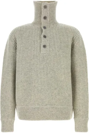 DRIES VAN NOTEN Strik, Herre, Grå, L, Uld, Lækker Grå Uld Sweater