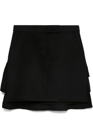 Max Mara Nederdel, Dame, Sort, XS, Tyl, Sort børstet nederdel med lagdelte detaljer
