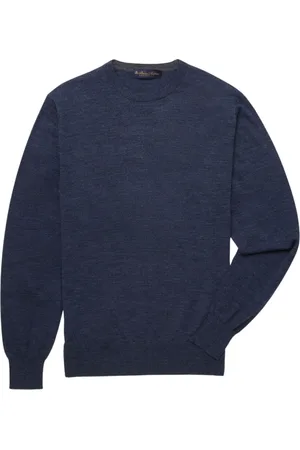 Brooks Brothers Strik, Herre, Blå, XS, Uld, Merinould Crew-Neck Sweater