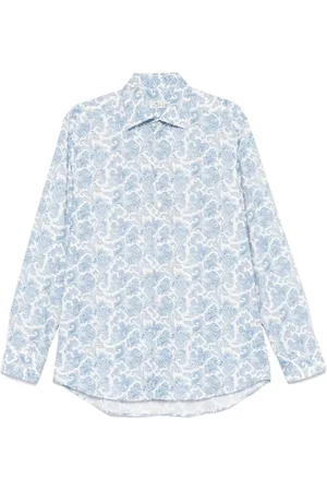 Etro Skjorte, Herre, Blå, 2XL, Bomuld, Blå Button-Up Skjorte Lange Ærmer