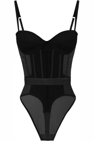 Elisabetta Franchi Top, Dame, Sort, 2XL, Tyl, Skulptureret Bustier Lingeri med Transparente Detaljer