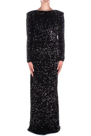 Elisabetta Franchi Kjole, Dame, Sort, M, Polyester, Red Carpet Sort Sequin Kjole