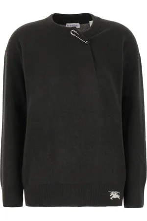 Burberry Strik, Dame, Sort, M, Cashmere, Rundhalset Cashmere Sweater