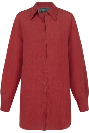 Cortana Bluser & Skjorter, Dame, Rød, XL, Linned, Rød Linnedskjorte