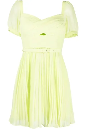 Self-Portrait Kjole, Dame, Grøn, 3XS, Chiffon, Lime Chiffon Mini Kjole