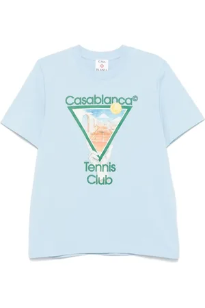 Casablanca Top, Herre, Blå, S, Bomuld, Sky Logo Print Crew Neck T-Shirt