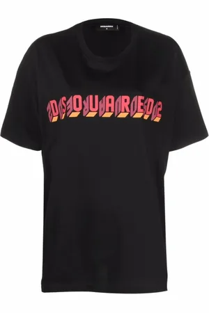 Dsquared2 Top, Dame, Sort, XS, Bomuld, Mirror Logo T-Shirt