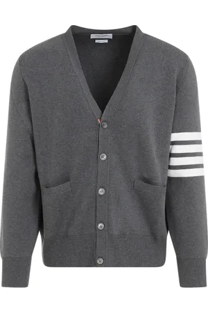 Thom Browne Strik, Herre, Grå, L, Bomuld, Grå Milano Strik Cardigan Sweater