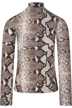 Stella McCartney Strik, Dame, Brun, S, Python Print Flare Sleeve Turtleneck