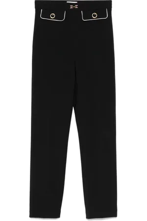 Elisabetta Franchi Bukser, Dame, Sort, L, Sorte bukser med piped trim detaljer