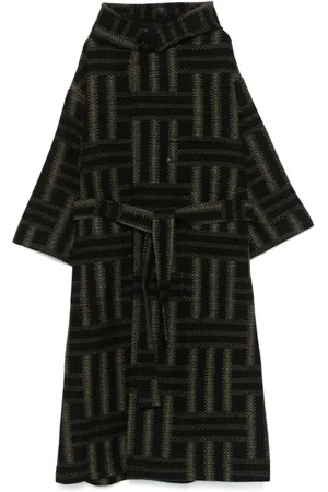Kenzo Frakke, Dame, Sort, XS, Uld, Sort Uld Jacquard Frakke