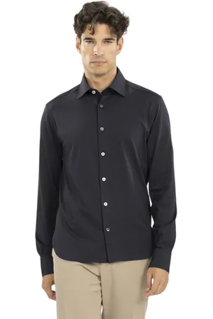 Ermenegildo Zegna Skjorte, Herre, Sort, M, Bomuld, Striktrøje